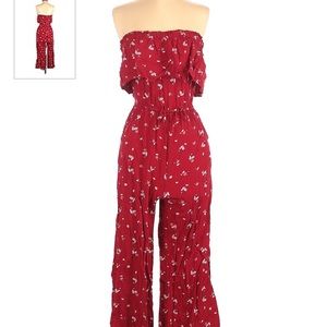 Red floral jumpsuit